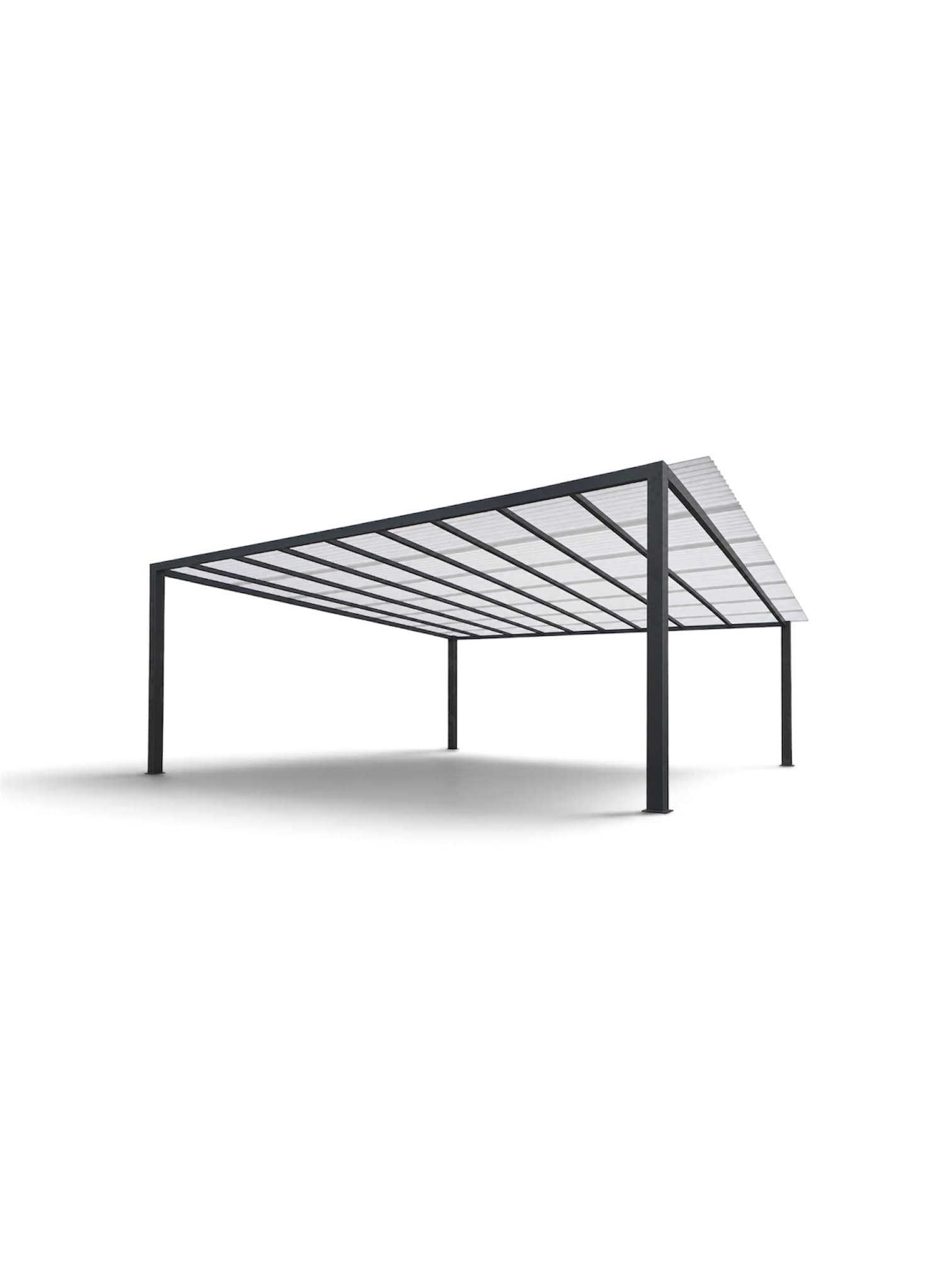 Pérgola de estructura metálica con cubierta translúcida